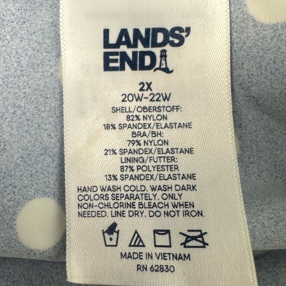 Lands’ End Blouson Navy & White Dot Tankini Top size 2X - Picture 6 of 7